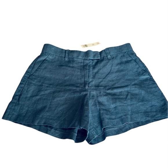 Abercrombie & Fitch Linen Shorts Navy Blue Size 10 30 Fully Lined NWT - Picture 1 of 9